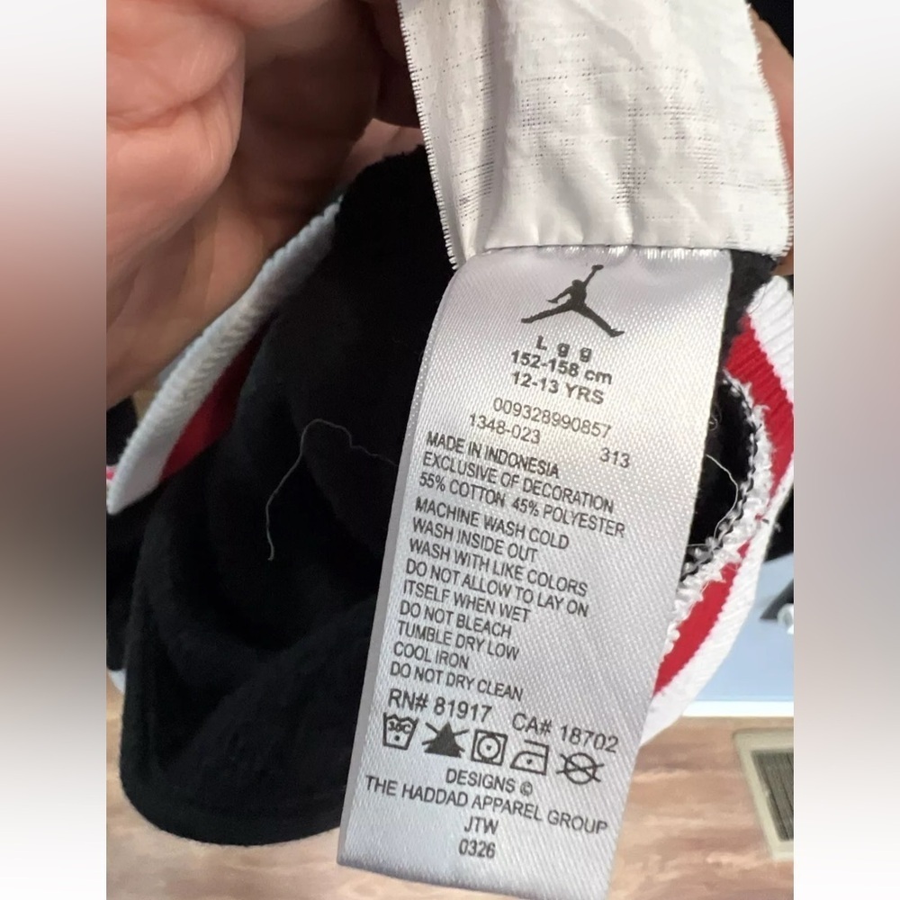 Air Jordan Boys Varsity Jacket Size L/G Red Colorblock Logo Snap Hooded Pockets - Picture 9 of 11